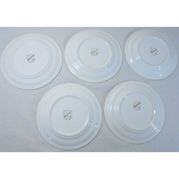 Lot of 5 Harkerware Salad Dessert Plate Cake Server Christmas Snow Winter Scene - Picture 8 of 11